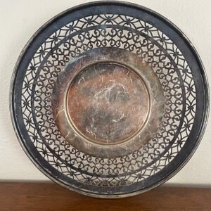Antique Sheffield Silver Plated 10" Footed Pierced Serving Plate Tray‎ WB Mfg